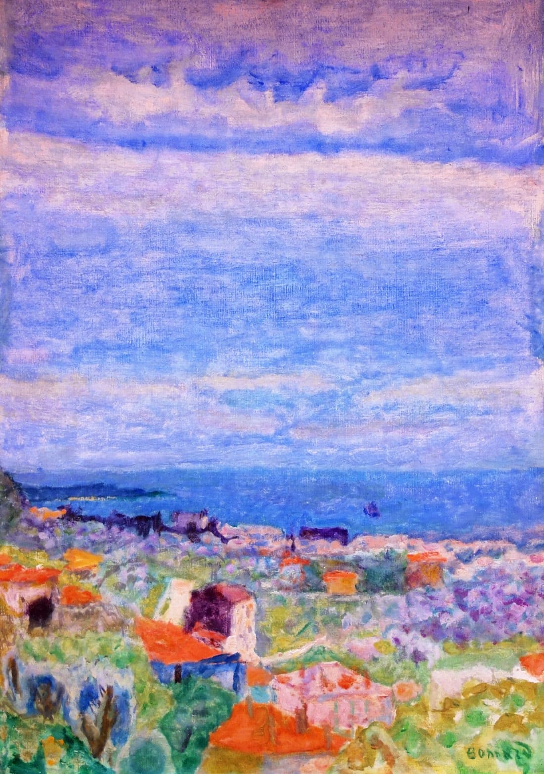 Pierre Bonnard, Vue panoramique, Le Cannet, 1924 : les toits du Cannet et la mer