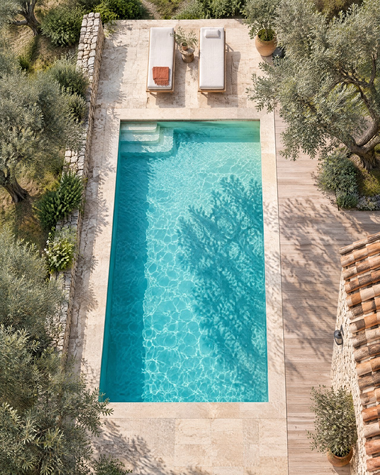 Piscine à l'ombre des oliviers, illustration d'une villa du pays de Grasse